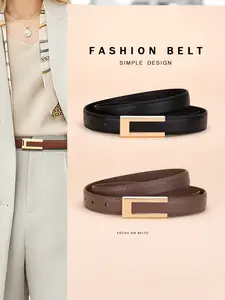 2pcs Vintage Thin Leather Belts, Casual Dress Belt, Simple Classic Versatile Waistbands, Matching Skirt and Suit Belts, Stylish and Durable