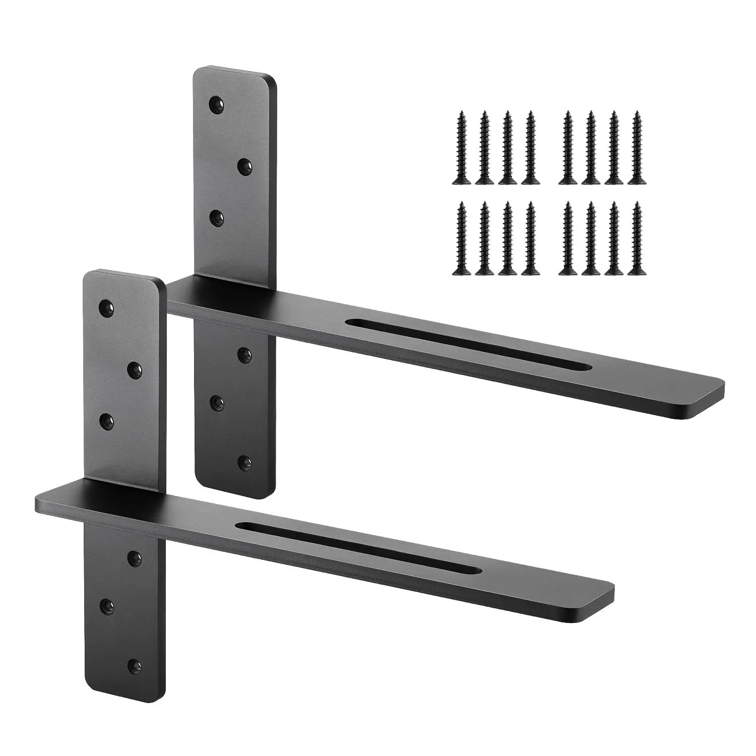 VEVOR T-Shape Floating Shelf Brackets 2 Pcs, 200 lbs/90 kg Weight Capacity, 16x2.89x12 in Heavy-Duty Solid Steel Wall Mounting Shelf Support Hardware with Screws#SohoChic