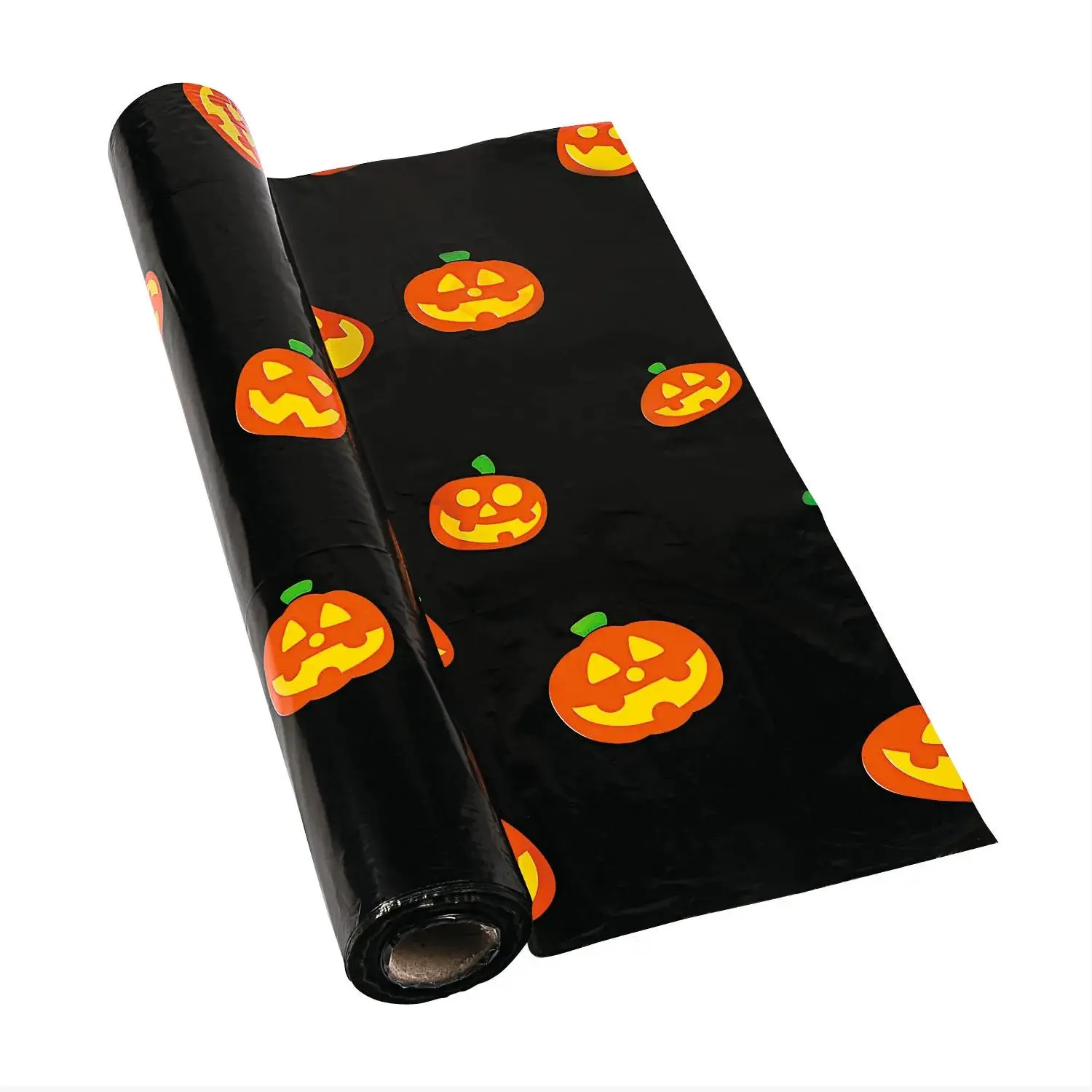 Jack-O’-Lantern Disposable Plastic Rectangle Tablecloth Roll, 40" x 100 Ft, Easy to Clean Halloween Aesthetic Decor for Baby Shower