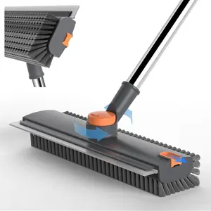 GLUMZRK Heavy Duty 3-in-1 Rotatable Long Handle Floor Scrub Brush - Adjustable Stainless Steel Handle, 360° Bristle, Smooth Multi-Surface Tool for Tile, Concrete, Bathroom - Home Cleaning Supplies