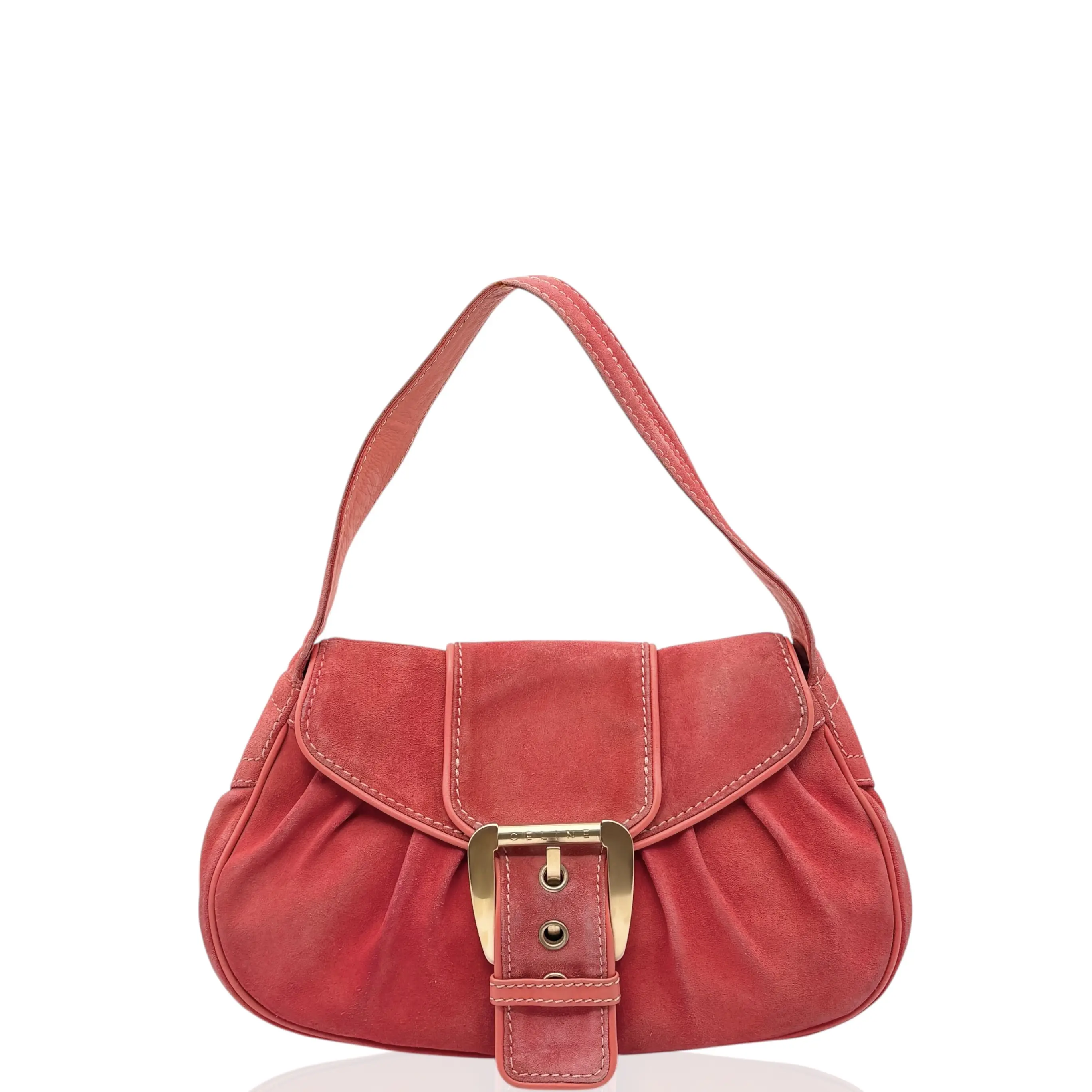 Pre-owned Celine Leather Shoulder Bags Hobo Suede Fuchsia (ym030126i7)