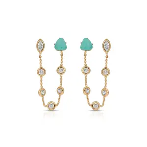 Double Piercing Turquoise Earrings