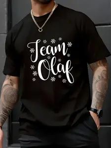 100% cotton unisex Team Olaf cute snowflakes t-shirt, spring/autumn Christmas snowflake fun pattern men’s t-shirt