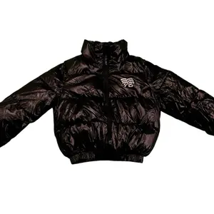 Women's TB Bubble Coat - Black Puffer Jacket with Logo Detailing