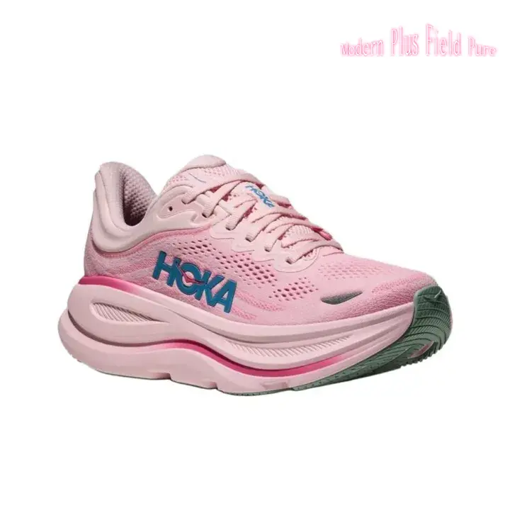 Shock Absorbing Thick Pink EVA Midsole Pastel Pink Breathable Mesh Jogging Trainers Magenta Stripe Green Traction Rubber Outsole Lightweight Outdoor Gym Workout Sneakers