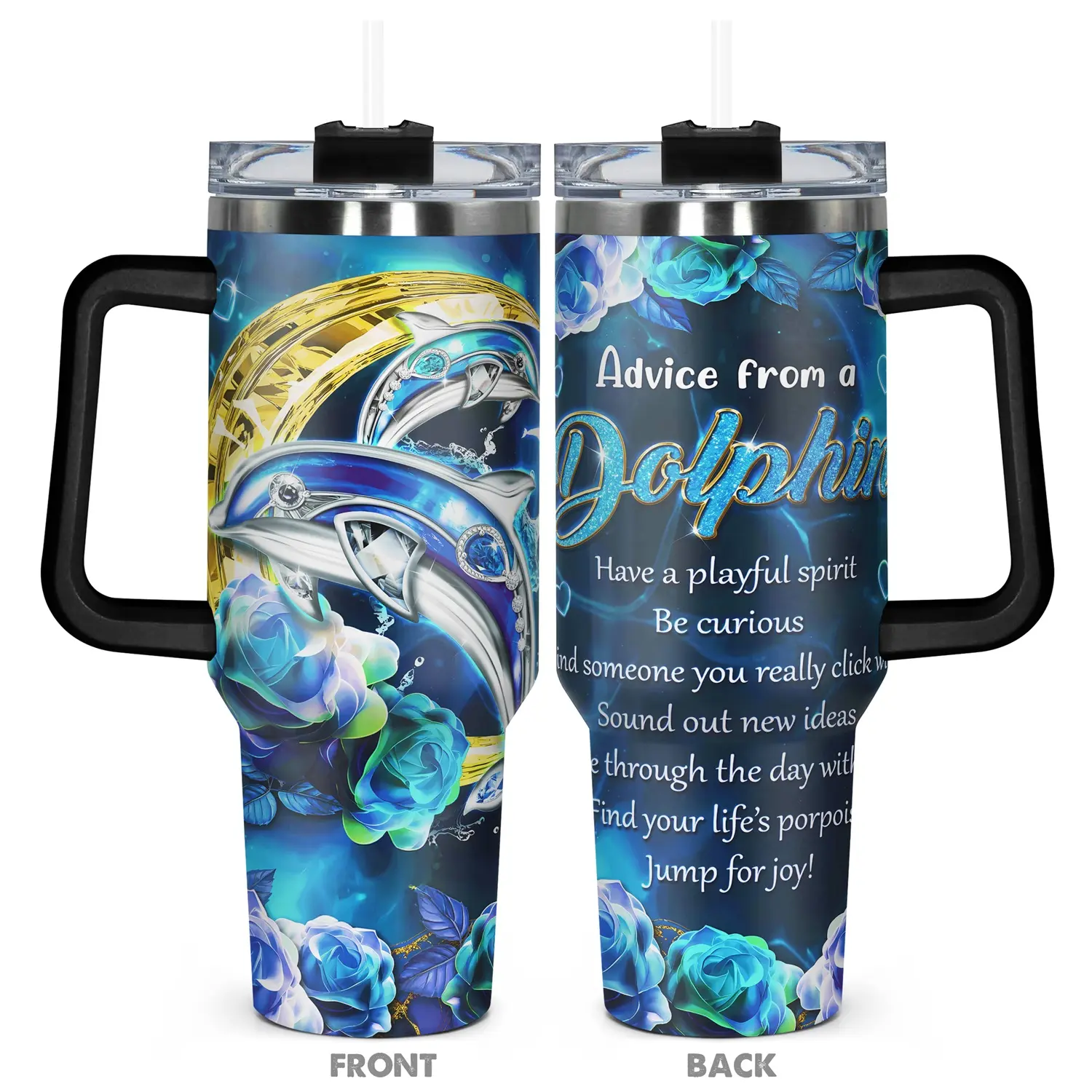 1pc, Gifts for Dolphin Lover 40oz Tumbler, Flask Tumbler, Stainless Steel Tumblers, Insulated Tumbler Cup, Dolphin Print 40oz, Insulated and Durable, Gift for Any Occasion, Tumbler Drinkware, Vacuum Insulated Tumbler