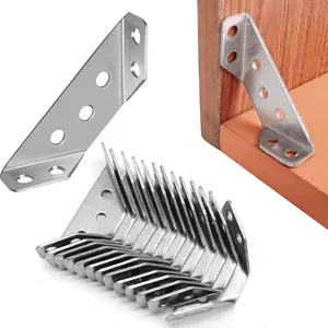 24 count Stainless Steel Furniture Corner Connector, Brushed  Shelf Brackets Metal Corner Brackets for  L Bracket with Screws, Three Sided Fixation 90  Right Angle Bracket