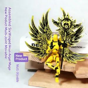 Completed Assembled Action Figure Toy, Anime Action Figure, Jointly Moveable Design, Six-Winged Angel Model, Includes Staff Accessory, Desktop Decoration Gift, Figurine Collectibles