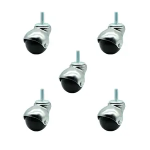 Service Caster SCC-TS01S20-POS-BC-38-5 2 in. Swivel Ball Caster Wheels for Furniture Bright Chrome Hooded Stem Casters with 0.375 in. Threaded Stem - Set of 5
