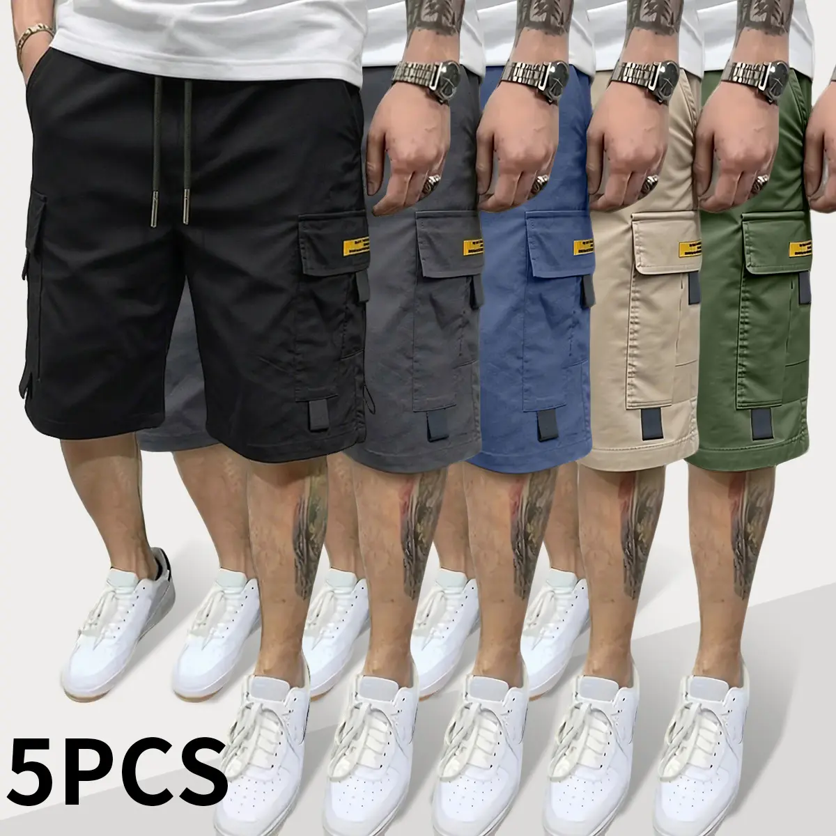 Men’s multi-pocket cargo pants—casual, stylish loose fit; lightweight, breathable long pants with multiple pockets; street-style work pants suitable for outdoor activities, hiking, and everyday wear.