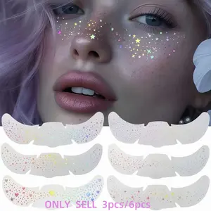 3-6 Pcs Laser Flash Freckle Tattoo Stickers, Waterproof Temporary Face Tattoos, Star Heart Dot Patterns, Party Festival Daily Makeup Accessories