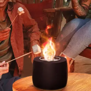 Concrete Tabletop Pit | Portable Ethanol Pit | Mini Pit Rubbing Alcohol Fireplace | Table Top Pit Bowl |-Min Long Burning Smokeless Housewarming Gift Indoor