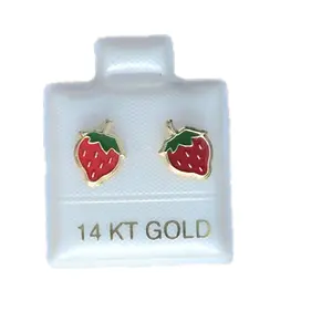 14K Real Gold Earrings Studs with Cute Strawberry Designs for Women Elegant & Charming Everyday Wear or Special Occasions Gift