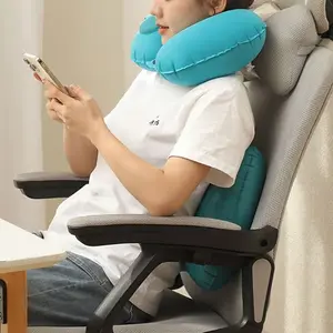 Portable U-Shaped Inflatable Neck Pillow, Airplane Travel Pillow, Fits Neck Curve, Lightweight and Portable, Comfortable Support, Relieves Neck Pressure