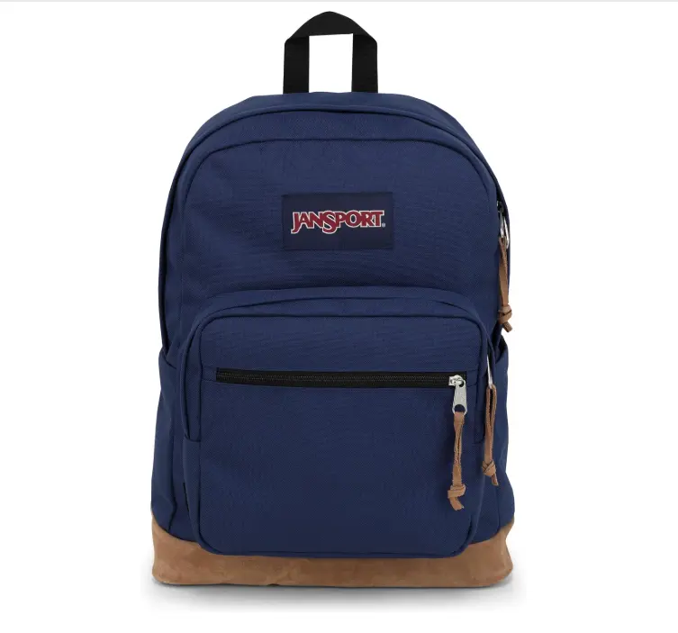JanSport Right Pack Navy Blue Suede Backpack – Spacious, Lightweight Laptop Bag