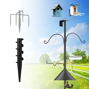 93 Inch Bird Feeder Pole, Outdoors Bird House Pole Kit for Smart Birds Feeder, Feeding Station Kits with Squirrel Guard Baffle, Bird Bath, Wild Birds Watching (Shape A)