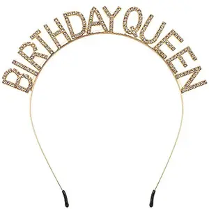 Birthday Crown for Women, Gold Rhinestone Tiara Headband, Princess Birthday Party Accessories for Girls & Adults