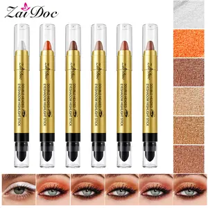 Zaidoc 6-Color Double-Headed Eyeshadow Highlight Sticks Glittery Creamy Texture for Quick Eye Makeup Touch-Ups Versatile & Convenient