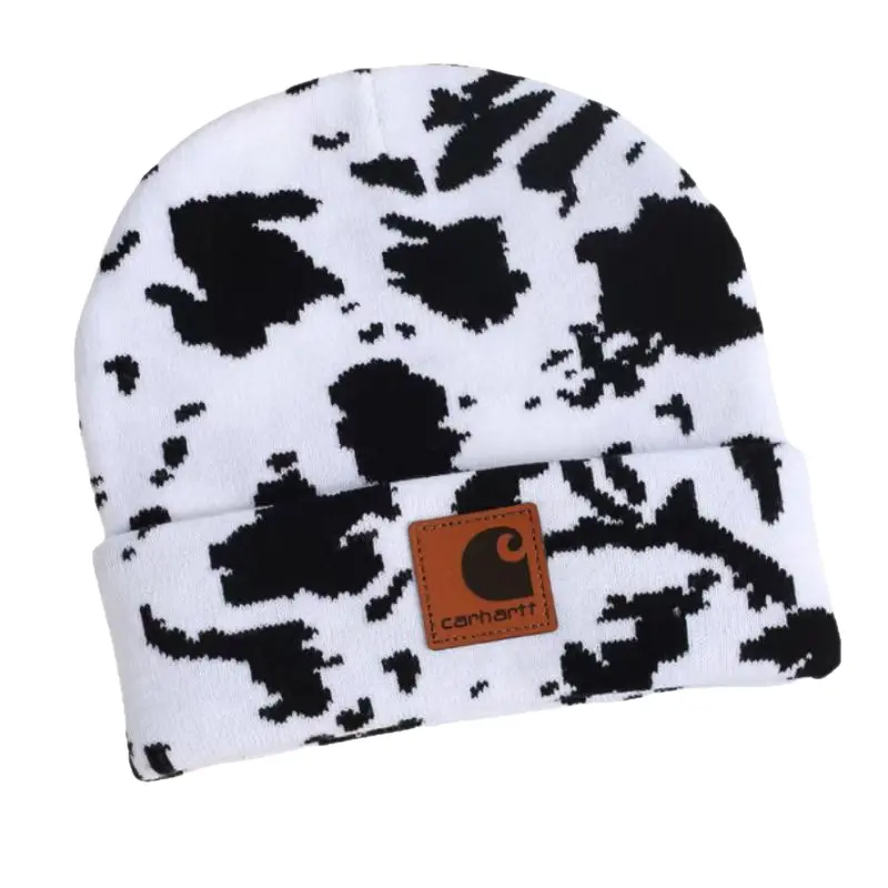 CARHARTT Cow Jacquard Knitted Hat Outdoor Casual Fashion Versatile Hat European and American Thermal Cover Hat Ear Protection Windproof