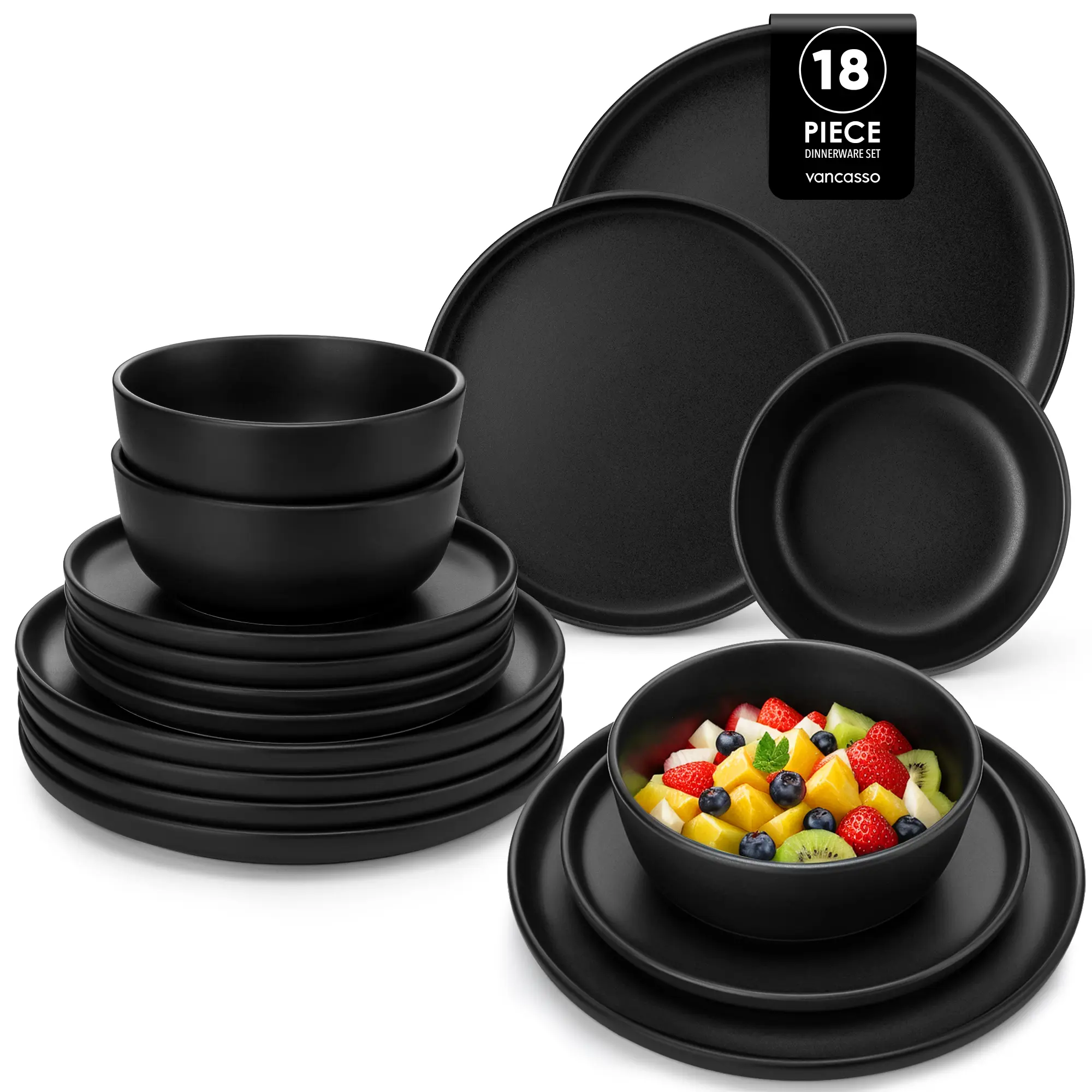 18-Piece Set-Black (Serves 6 People)