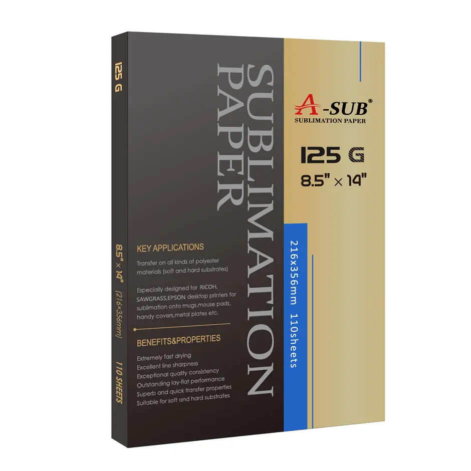 A-SUB Sublimation Paper 8.5x14 Inches 110 Sheets ONLY Compatible with Sublimation Printer and Sublimation Ink 125g