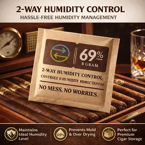 69% RH Two-Way Humidity Control Packs - 4 Pack for Airtight Plastic & Wood Containers - Moisture Absorber & Humidifier