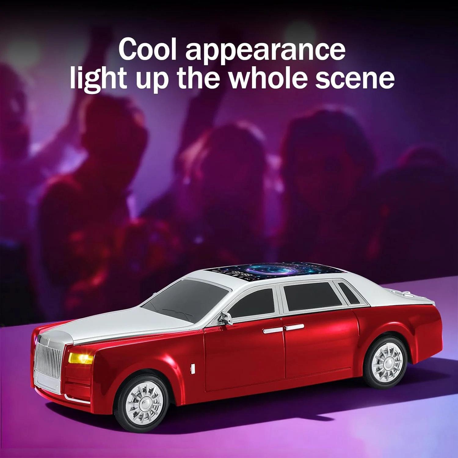 Portable Luxury Sedan Replica Wireless Speaker with LED Starry Sky Roof, 40W Dual HD Sound, TWS Pairing, USB & TF Playback, Hands-Free Calling, Type-C Charging