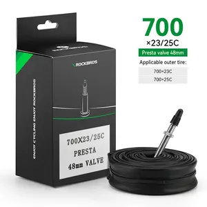 ROCKBROS 700X23/25/28/35C Road Bike Inner Tubes 48mm Presta/Schrader Valve High Self Sealing Butyl Rubber