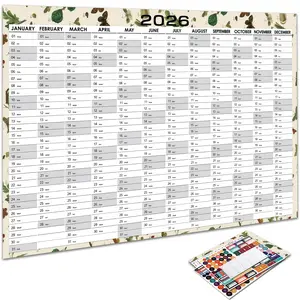 2026 Yearly Wall Planner Calendar, Full View with 4 Stickers & 10 Round Adhesive Points, High-Quality Paper, Ideal for Home & Office Use