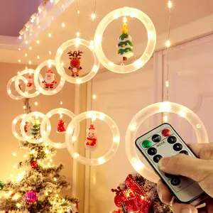 1PC Christmas Window Light,  Ornament LED Curtain Lights ,USB Powered DIY Light String with Remote Control, Cartoon Shape LED Lantern for Bedroom Patio Garden Party Home Indoor Outdoor Decor, Lighted Lantern
