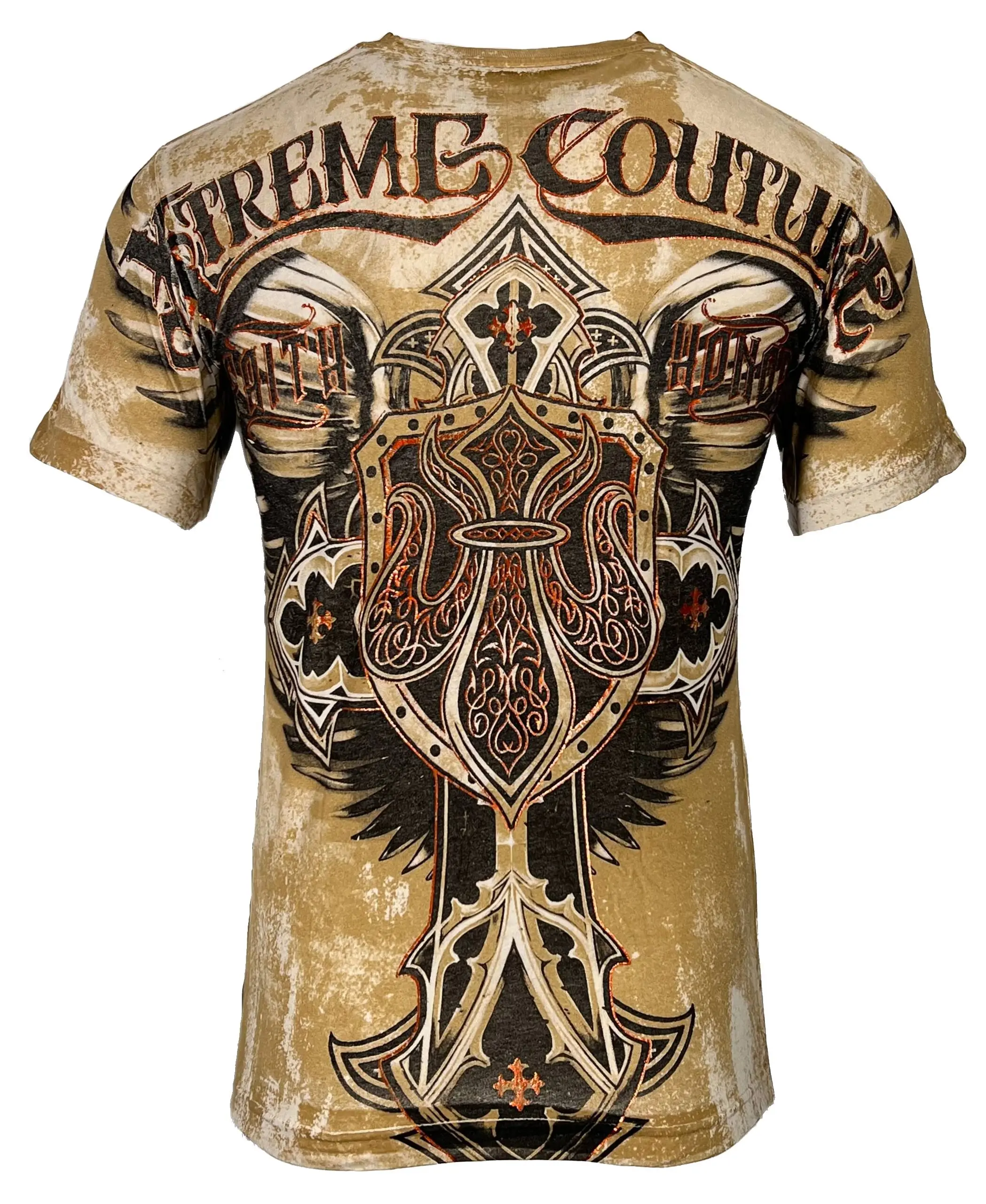 Xtreme Couture By Affliction Men's Casual Cotton Short-Sleeve Tshirt, Lockdown Tan Top
