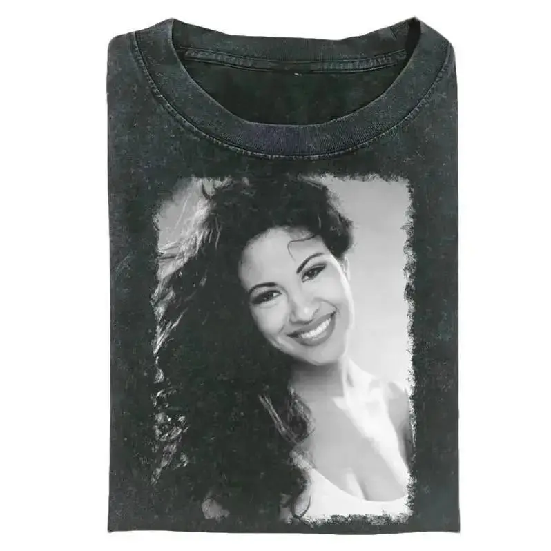 Women's Selena Quintanilla 90's Vintage Graphic Short-Sleeve Cotton Casual Round Neck Unisex T-Shirt, Music Fan Gift Top