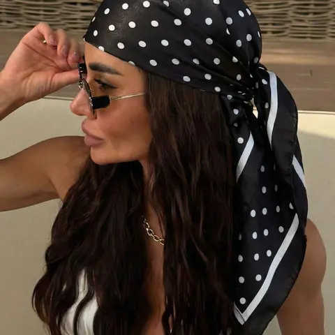 Elegant Women's Polka Dot Satin Headscarf, Versatile Headscarf, French Style Silk Scarf Hair Accessory, Fashion Hair Scarves, Lightweight Breathable, Perfect for Weddings, Parties, Work, Beach, Gifts