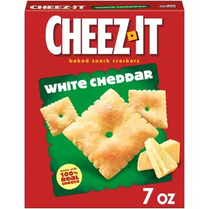 Cheese Crackers, Baked Snack Crackers, Office and Kids Snacks, White Cheddar, 7oz Box (1 Box)