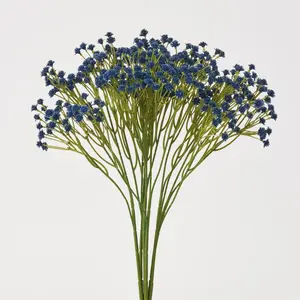 Midnight Blue Baby's Breath Gypsophila Bush Everyday Faux Stem Bouquet - 15"