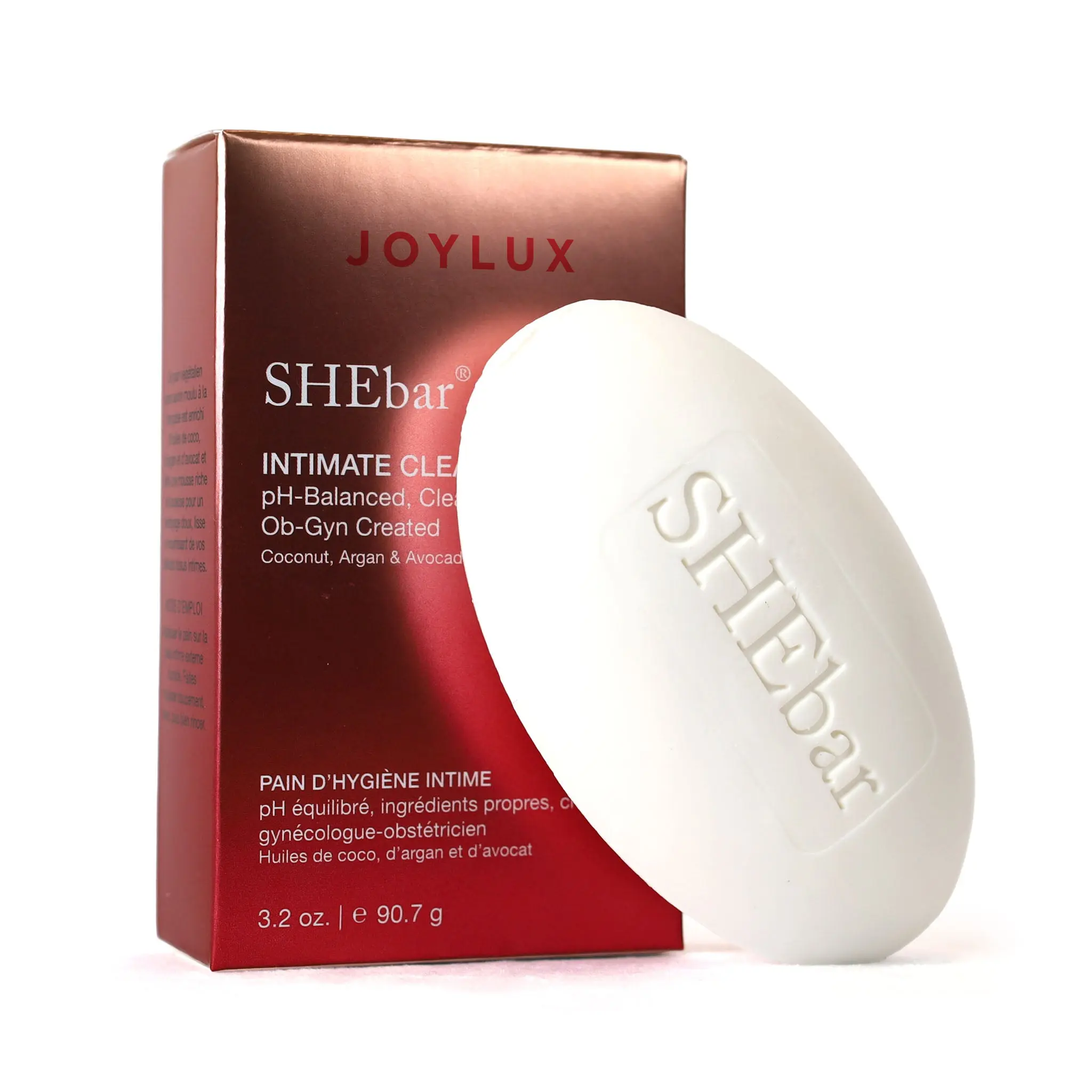 JOYLUX SHEbar Intimate Cleansing Bar Infused with Coconut, Argan & Avocado Oils for Smooth Nourishing Cleansing 90.7g