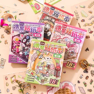 18 Sheets/book Mini Scene Sticker Book, Sticker Album, Pet Material, Factory Music Festival Crew Community Theme Decorative Stickers