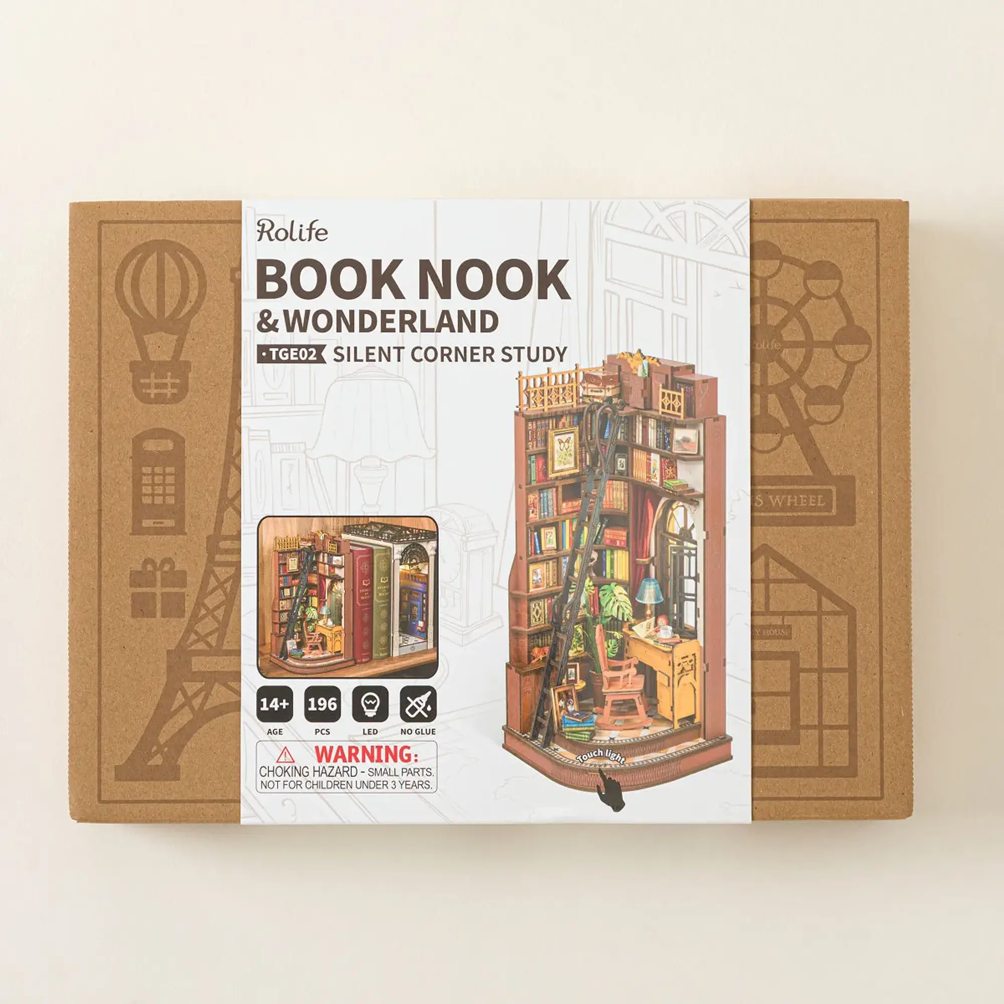 DIY Dream Library Bookend Kit, Bookends Mechanical Model Kit for Book Lovers & Adults, 196 Pieces, 4.64"l x 4.64"w x 9.8"h Desk Organizer (Office Stationery & Supplies)