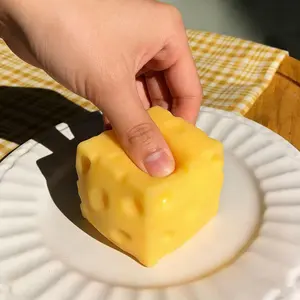 Soft Yellow Cheese Squishy 6cm Squishy Fidget Toy Stress Relief 2/4 Pack squeeze