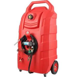 VEVOR Fuel Caddy, Summervibes, 32 Gallon, Portable Fuel Storage Tank On-Wheels, with 12V DC Transfer Pump, Gasoline Diesel Fuel Container with 8.2 ft Hose, Flow Rate 7L/min, for Trucks, Boats, Lawn Mowers FathersDayGift