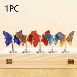 Elegant Rock Crystal Butterfly Wings Natural Gemstone Decor Home & Office Decor, Unique Romantic Gift for Christmas & Special Occasions
