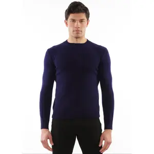 NAVY CREW NECK WOOL SWEATER PM-16406