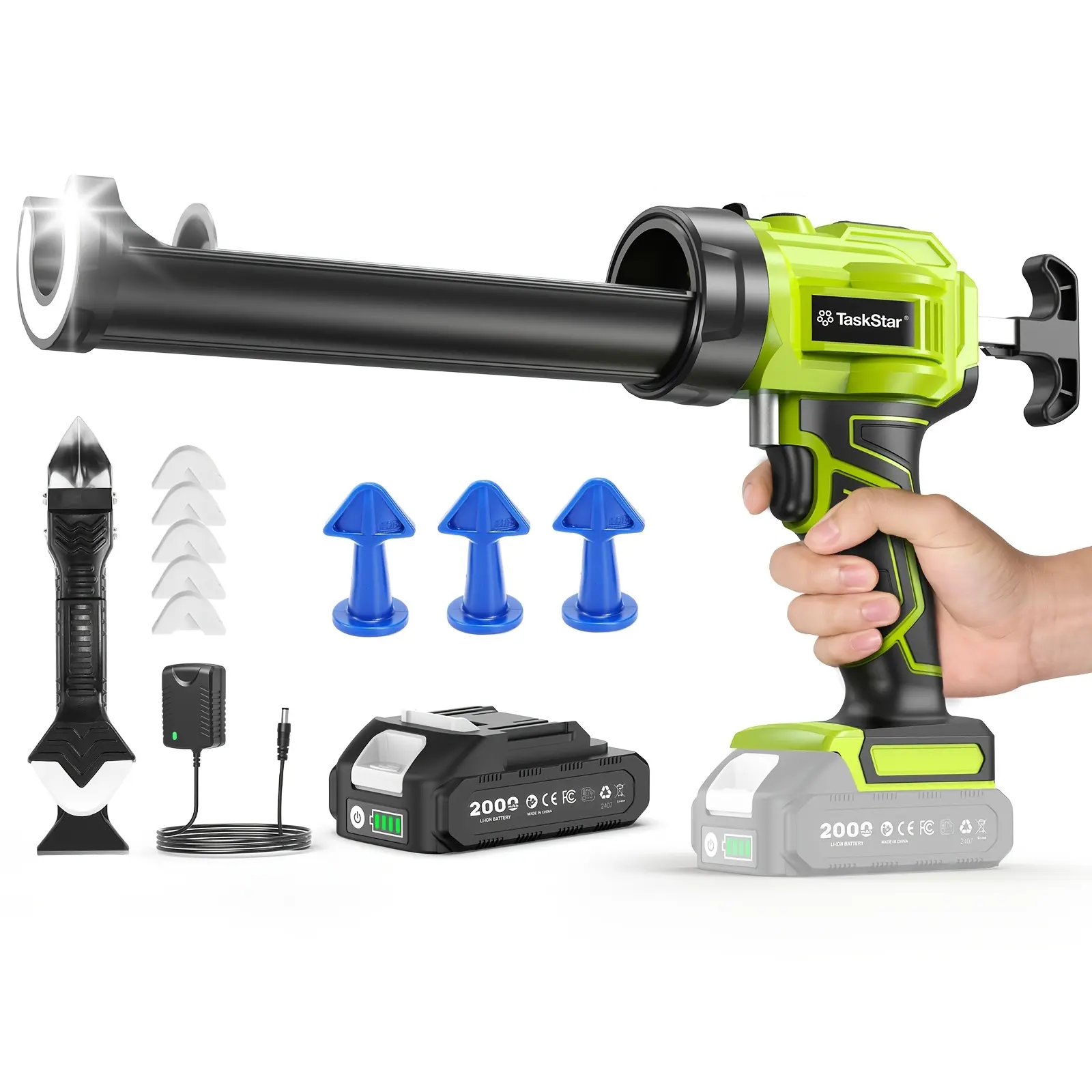 Taskstar Caulking Gun 10Oz Electric Caulking Gun with Anti-Drip, 4-Speed, LED Light -Ideal for Sealing, Filling And Repairing Windows, Bathrooms