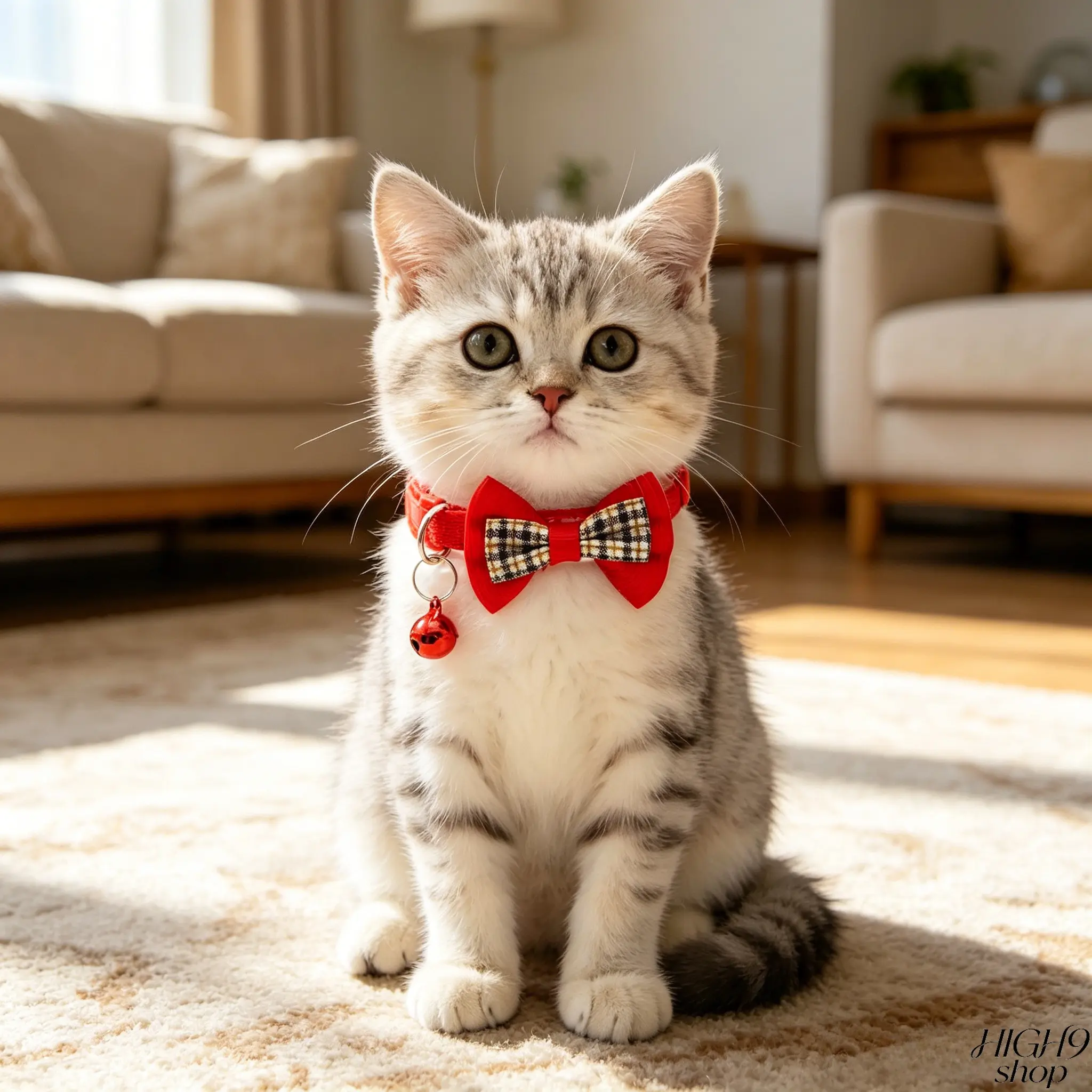 2PCS Plaid Pet Collars with Decorative Bowknot - Soft Fabric, Adjustable Strap, Versatile Accessory for Small Cats - Thoughtful Gift for Daily Wear, Walking, Photo Shooting, Cute Look
