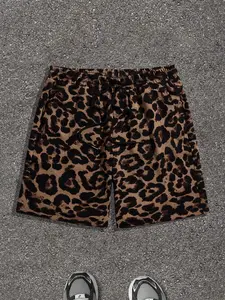 Men's Regular Fit Leopard Print French Terry Shorts, Casual Comfy Breathable Loungewear Shorts for Summer, Men's Bottoms for Daily Wear
