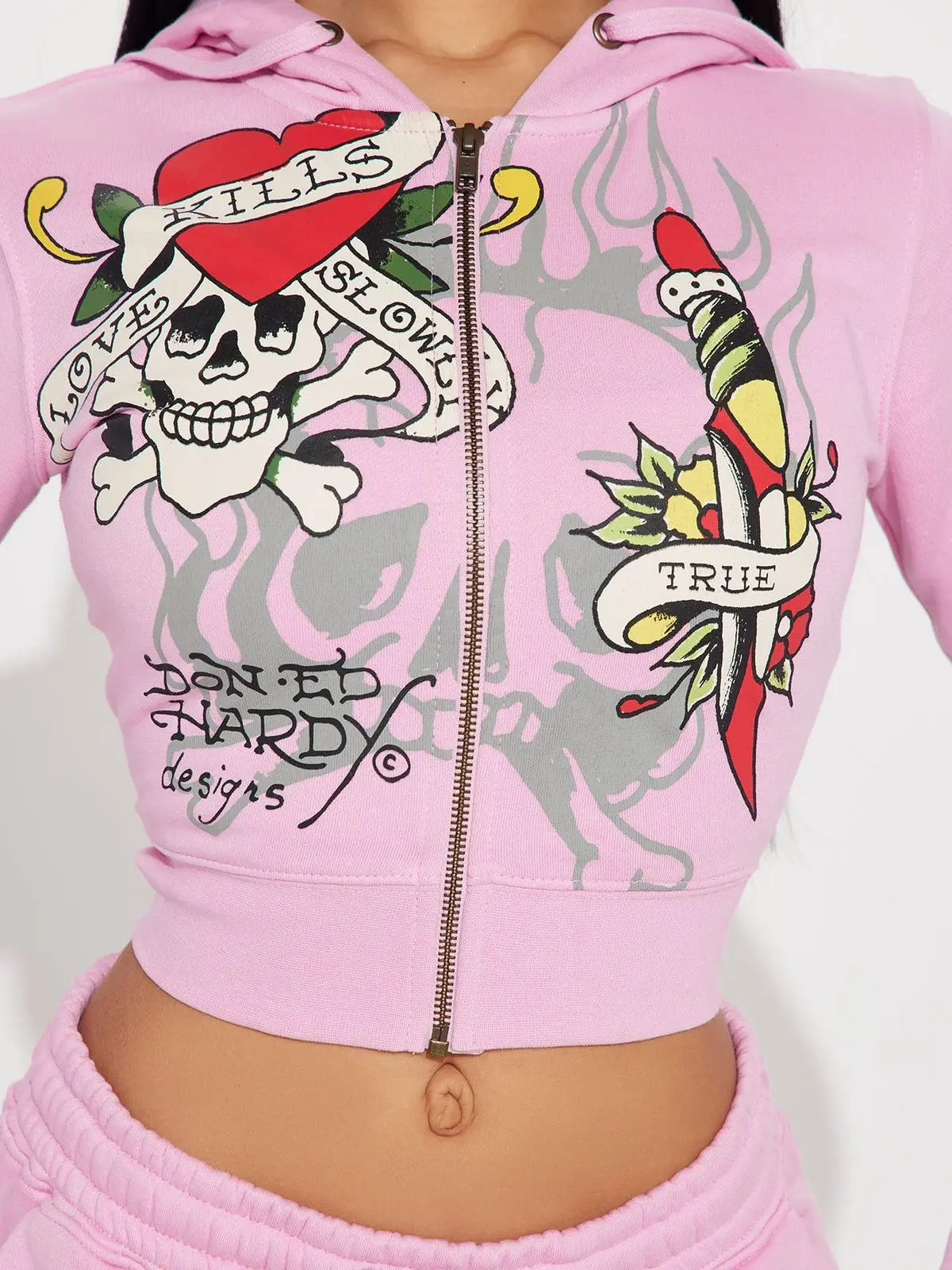 Ed Hardy Tiger Roar Zip Up Hoodie - Pink Z - TikTok Shop