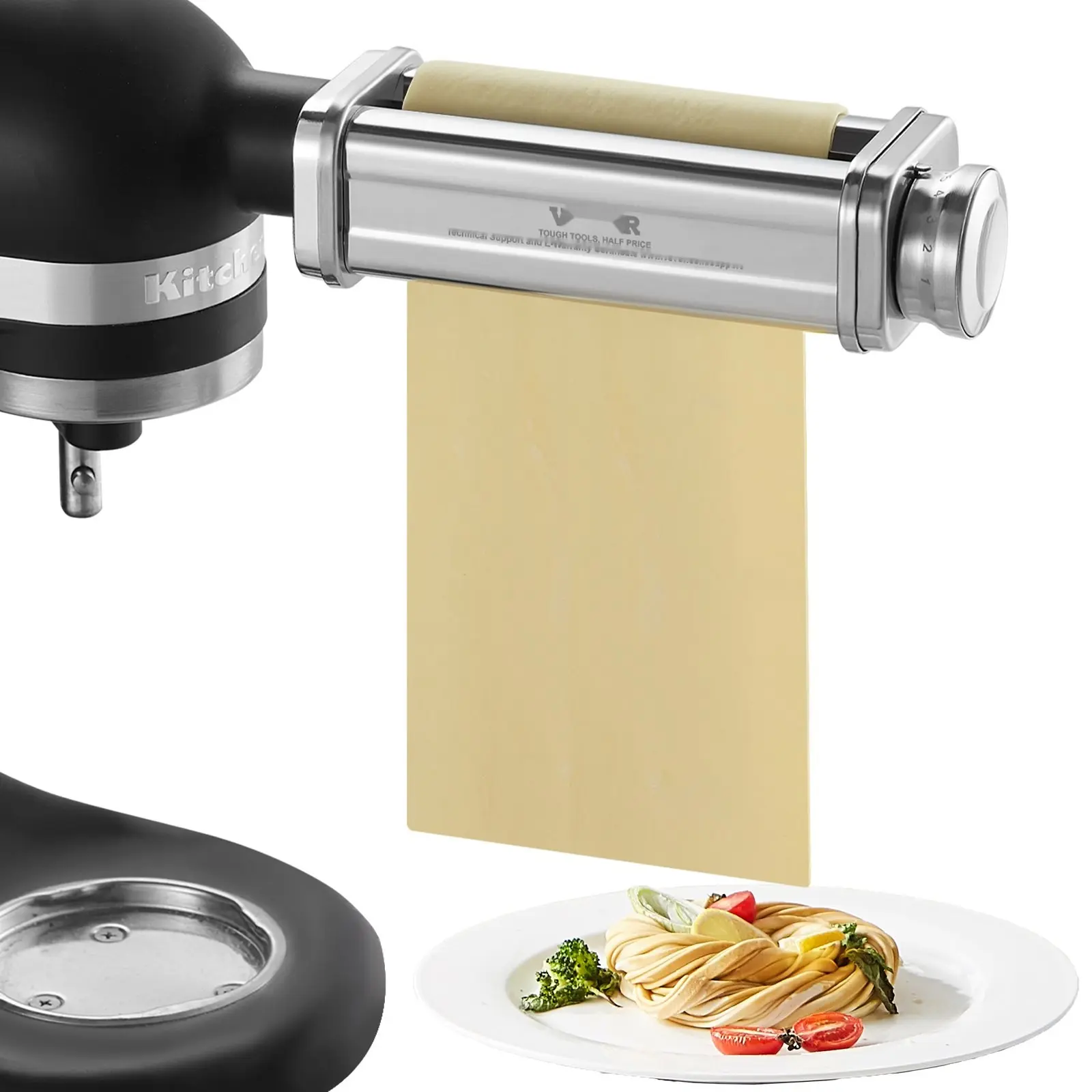 Stainless Steel Pasta Sheet Roller Attachment For KitchenAid Stand Mixer, 8-Position Adjustable Thickness Knob, Pasta Maker Accessory For Fresh Pasta Sheets, Easy Mounting And Cleaning