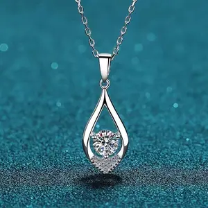 2PCS - Super flash water drop pear shaped imitation moissanite pendant micro-inlaid with eight hearts and eight arrows niche high-end collarbone necklace