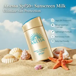 Shiseido Anessa Perfect UV Facial Sunscreen Skincare Milk - SPF50+ PA++++, 2.03 fl oz, Silky, Lightweight, Hydrating, Water-Proof, Daily Hydrate Formula