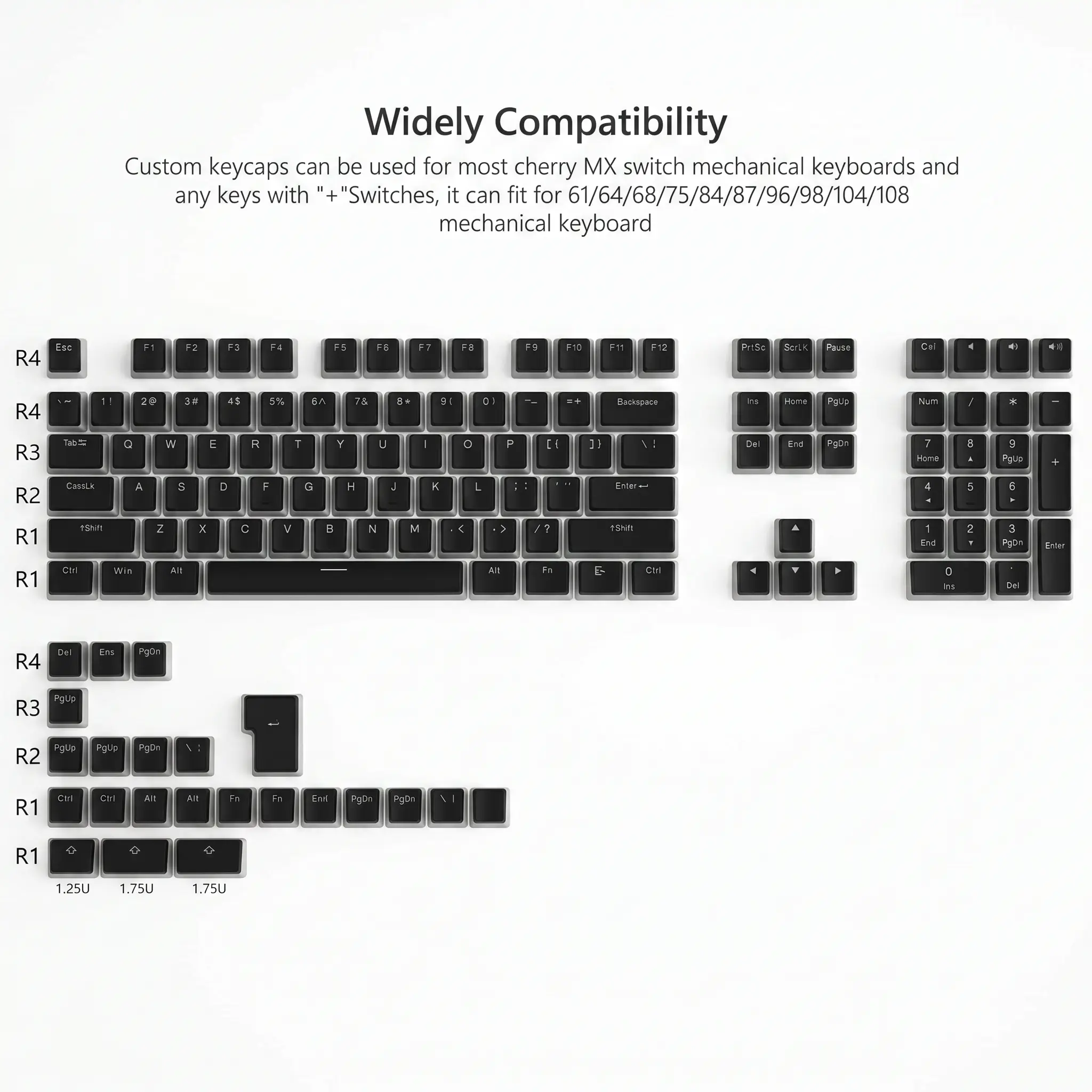 Womier Pudding Keycaps, PBT Keycaps 129 Keys, Shine Through Key Cap, OEM Profile foir  60 65 75 100 Percent  MX-stem Switches Keyboard